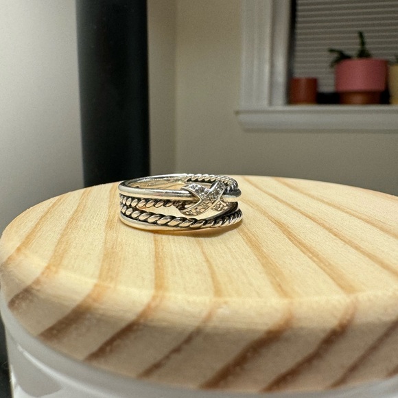 David Yurman X Crossover Band Ring Sterling Silver with Diamonds - size 7 w/ Box - Picture 6 of 12